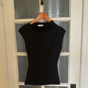 Alexander McQueen Black Sleeveless Camisole With Pleated Shoulder Detail